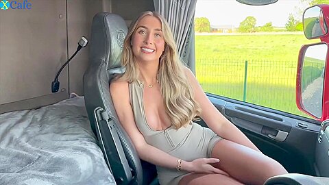 Sexy Slim Blonde Cutie Cheats On Her Bf, Rewarding The Trucker With Bj & Sex For Giving Her A Lift